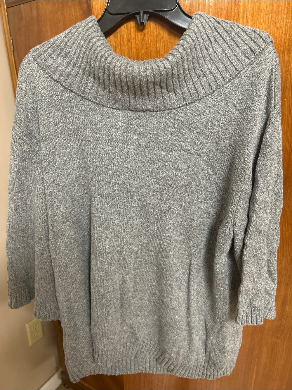 Soft Gray Women's Ribbed Cowl Neck Sweater